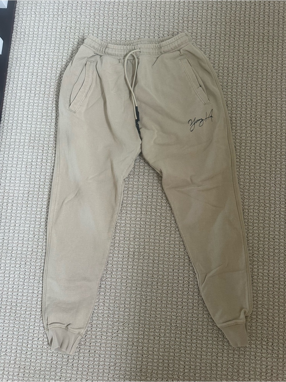 YoungLA Tan Jogger Sweatpants with Script Logo